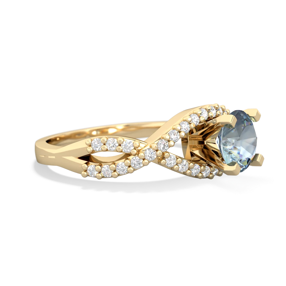 Aquamarine Diamond Twist 6Mm Round Engagment  14K Yellow Gold ring R26406RD