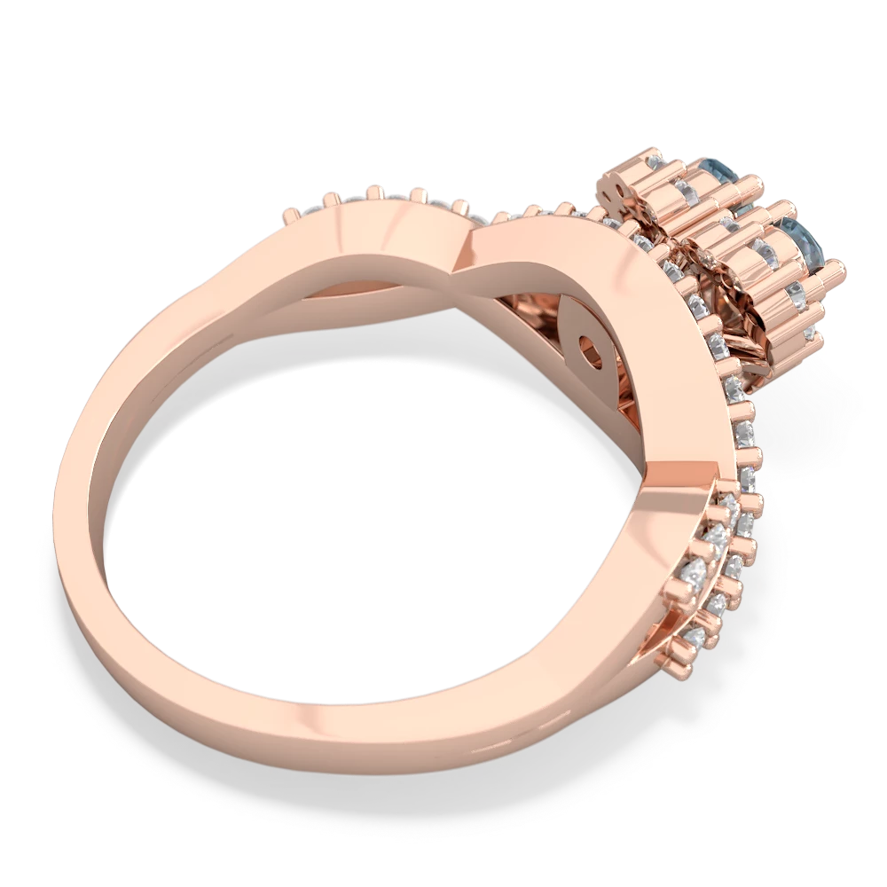 Aquamarine Diamond Twist 'One Heart' 14K Rose Gold ring R2640HRT