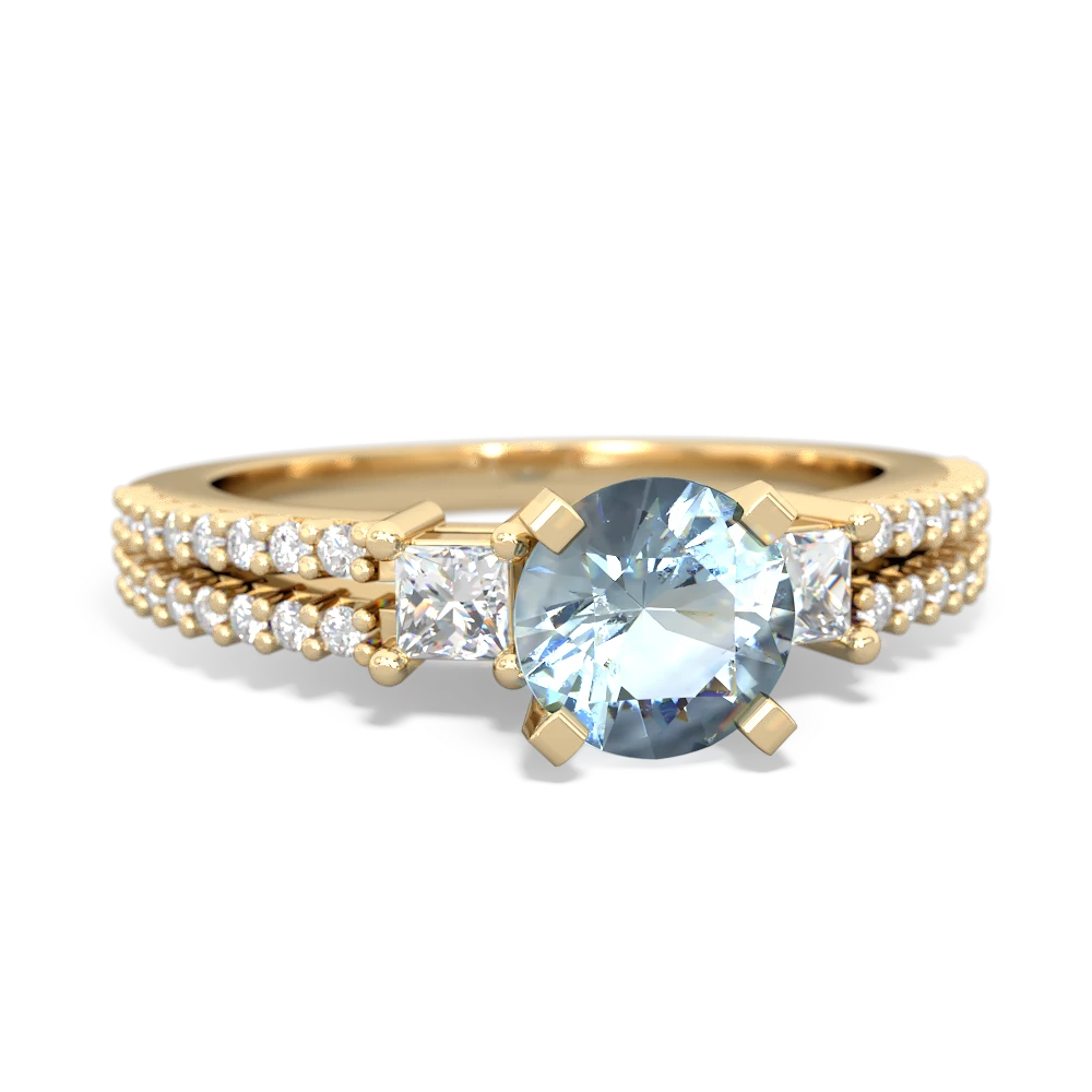 Aquamarine Engagement 14K Yellow Gold ring R26436RD - front view