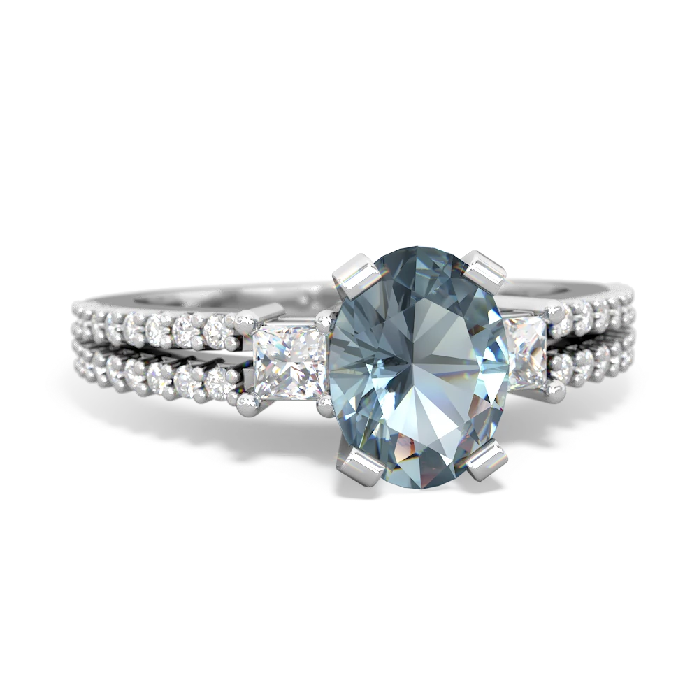 Aquamarine Engagement 14K White Gold ring R26438VL - front view