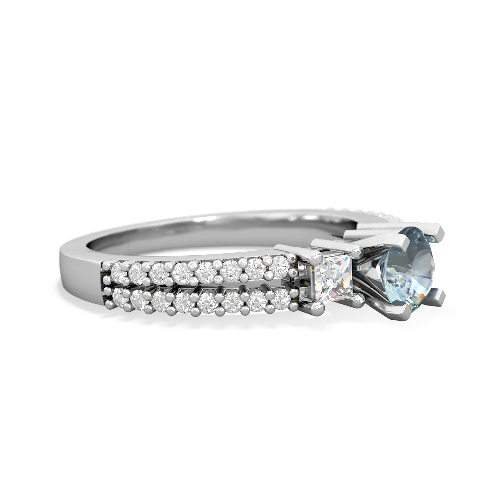 Aquamarine Classic 5Mm Round Engagement 14K White Gold ring R26435RD