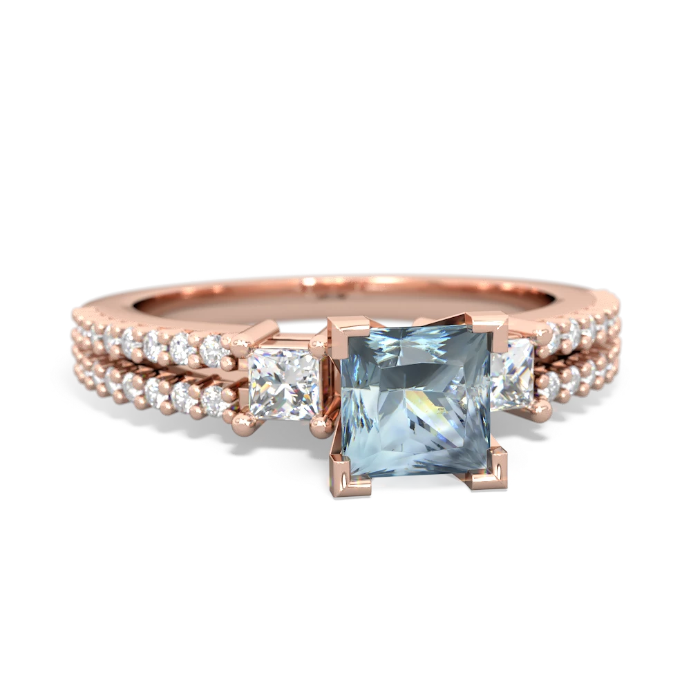 Aquamarine Classic 5Mm Square Engagement 14K Rose Gold ring R26435SQ