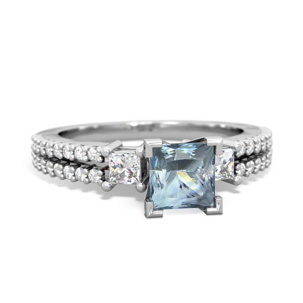 Aquamarine Classic 5Mm Square Engagement 14K White Gold ring R26435SQ