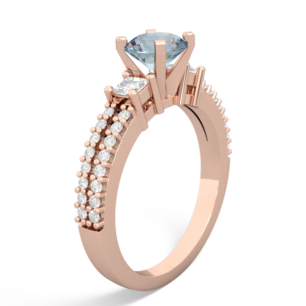 Aquamarine Classic 6Mm Round Engagement 14K Rose Gold ring R26436RD