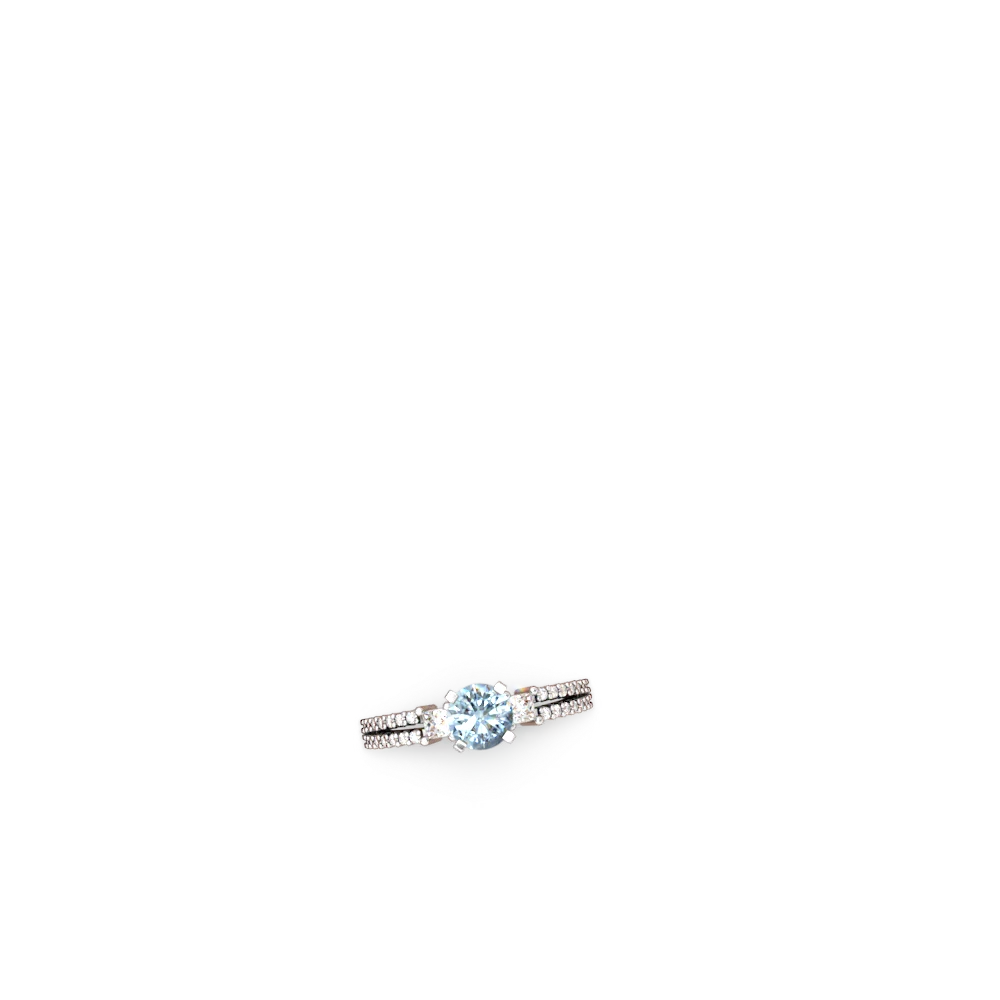 Aquamarine Classic 6Mm Round Engagement 14K White Gold ring R26436RD