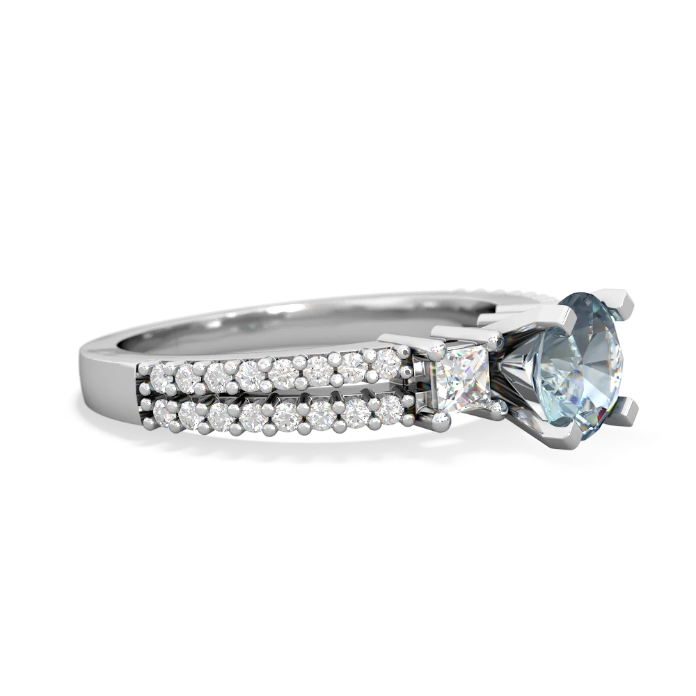 Aquamarine Classic 6Mm Round Engagement 14K White Gold ring R26436RD