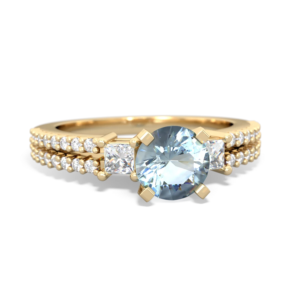 Aquamarine Classic 6Mm Round Engagement 14K Yellow Gold ring R26436RD