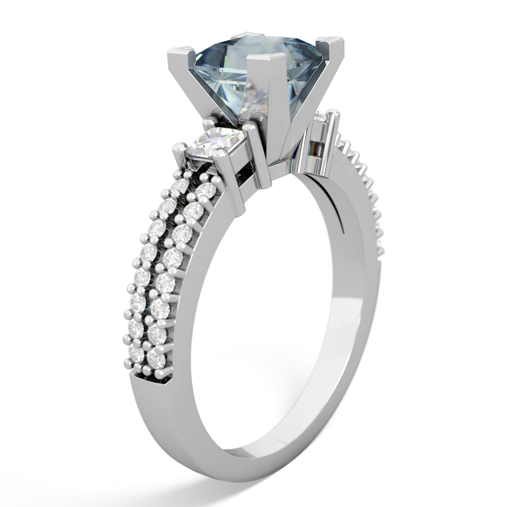 Aquamarine Classic 6Mm Princess Engagement 14K White Gold ring R26436SQ