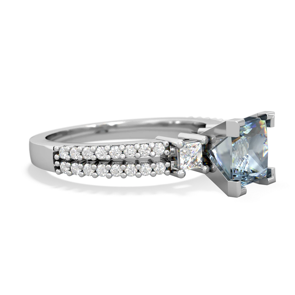 Aquamarine Classic 6Mm Princess Engagement 14K White Gold ring R26436SQ
