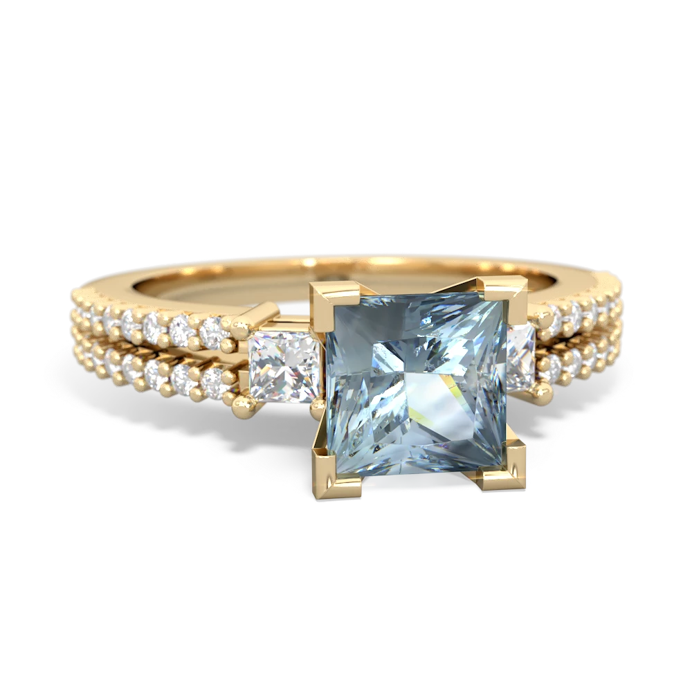 Aquamarine Classic 6Mm Princess Engagement 14K Yellow Gold ring R26436SQ