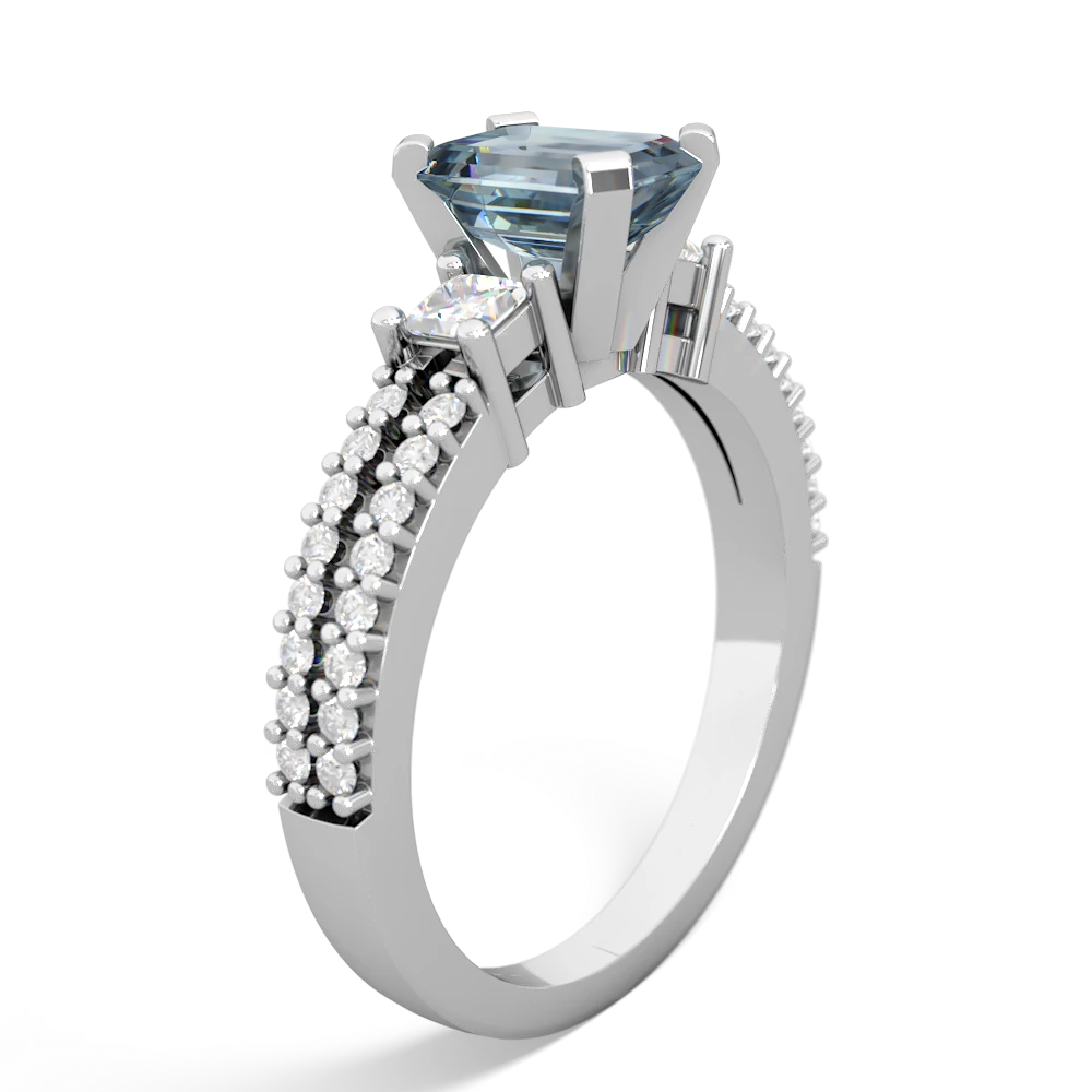 Aquamarine Classic 7X5mm Emerald-Cut Engagement 14K White Gold ring R26437EM