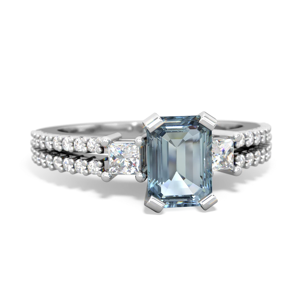 Aquamarine Classic 7X5mm Emerald-Cut Engagement 14K White Gold ring R26437EM