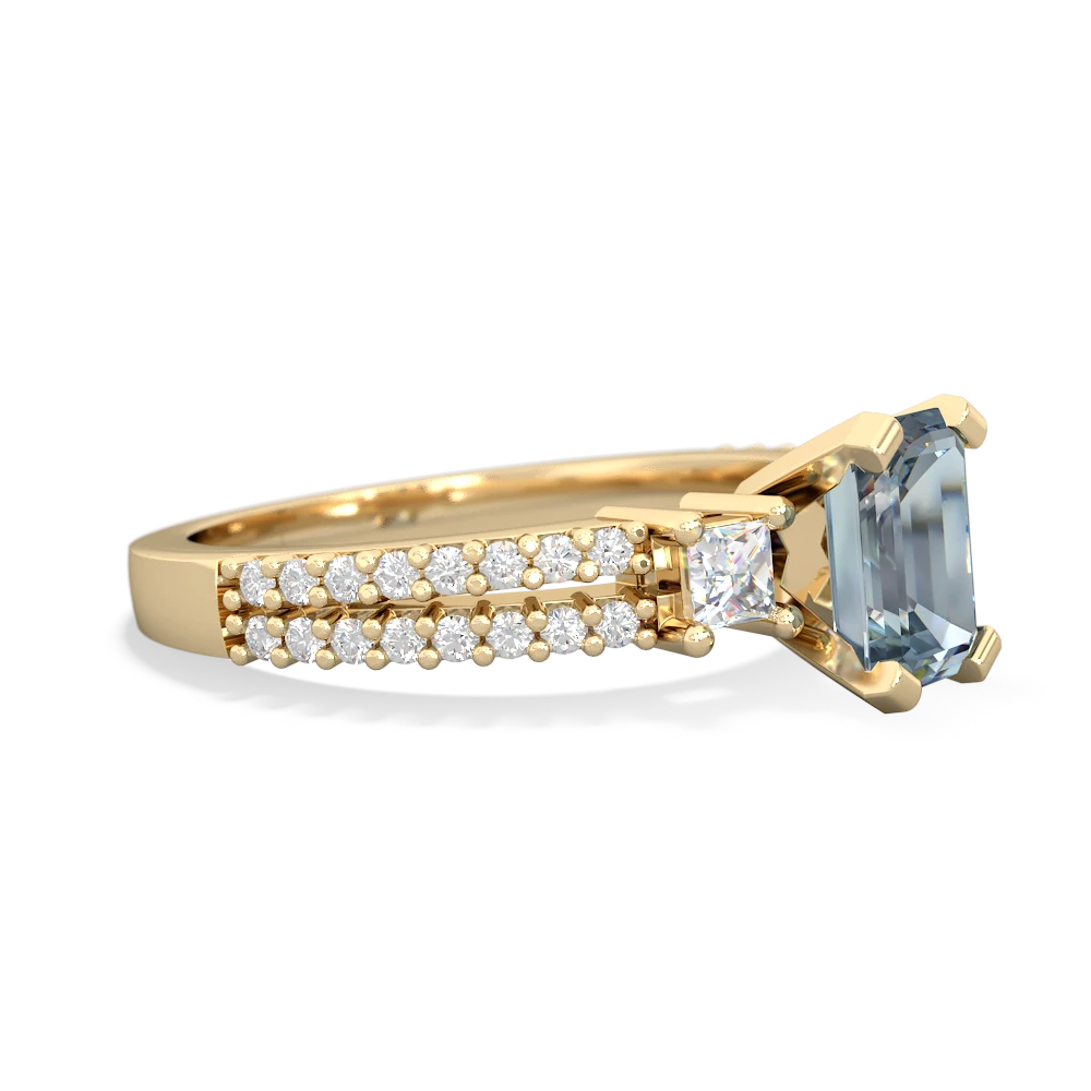 Aquamarine Classic 7X5mm Emerald-Cut Engagement 14K Yellow Gold ring R26437EM