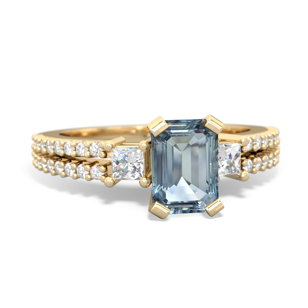 Aquamarine Classic 7X5mm Emerald-Cut Engagement 14K Yellow Gold ring R26437EM