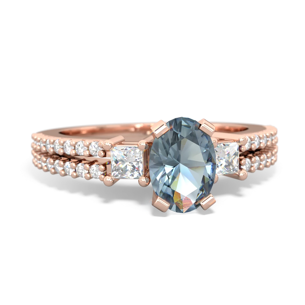 Aquamarine Classic 7X5mm Oval Engagement 14K Rose Gold ring R26437VL