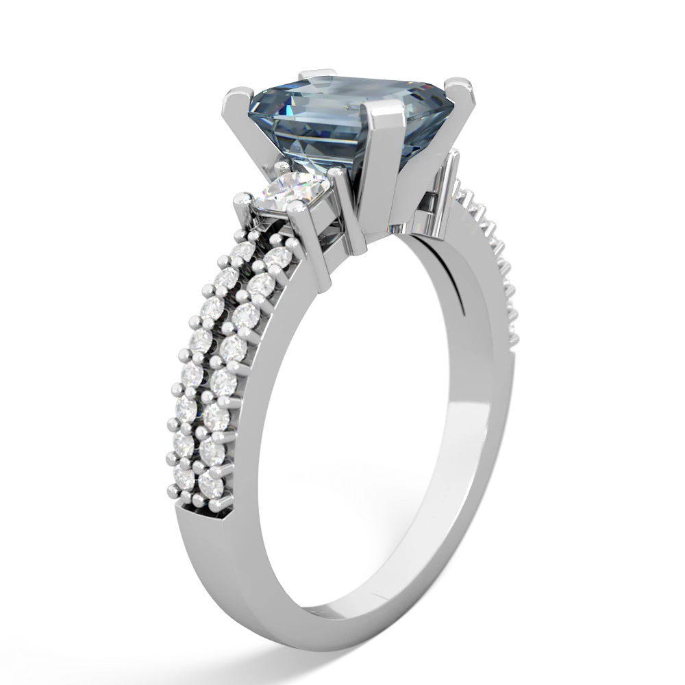 Aquamarine Classic 8X6mm Emerald-Cut Engagement 14K White Gold ring R26438EM