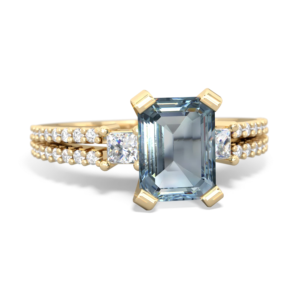 Aquamarine Classic 8X6mm Emerald-Cut Engagement 14K Yellow Gold ring R26438EM