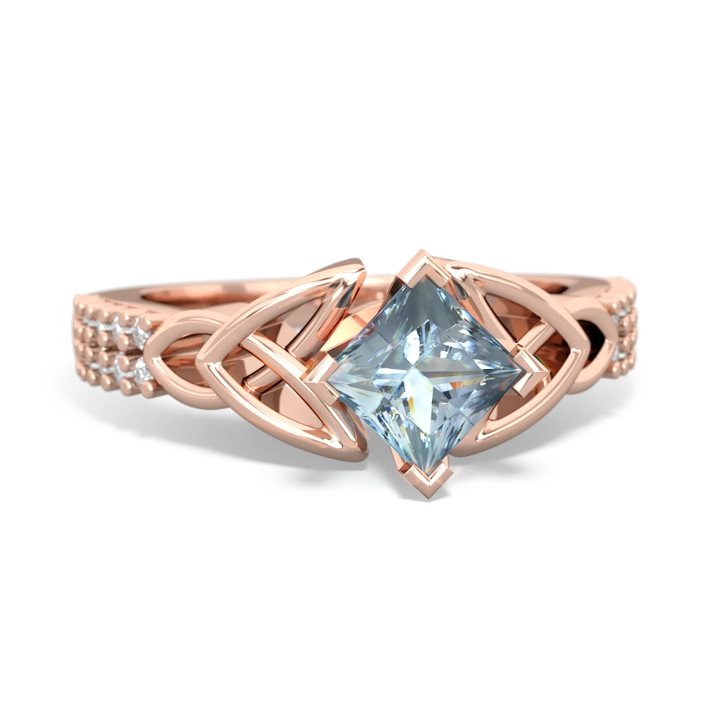 Aquamarine Celtic Knot Engagement 14K Rose Gold ring R26445SQ - front view