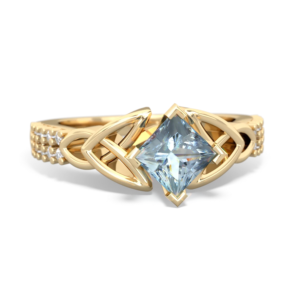 Aquamarine Celtic Knot Engagement 14K Yellow Gold ring R26445SQ - front view