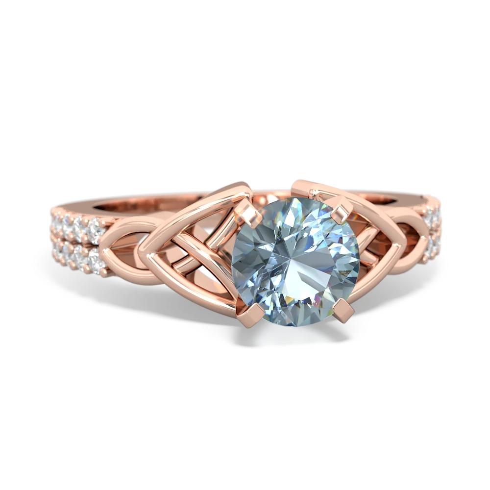 Aquamarine Celtic Knot Engagement 14K Rose Gold ring R26446RD - front view