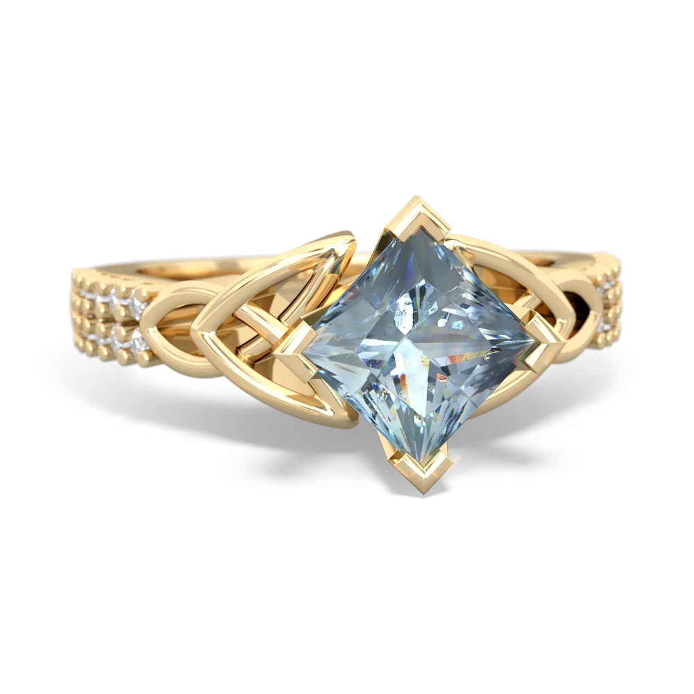 Aquamarine Celtic Knot Engagement 14K Yellow Gold ring R26446SQ - front view