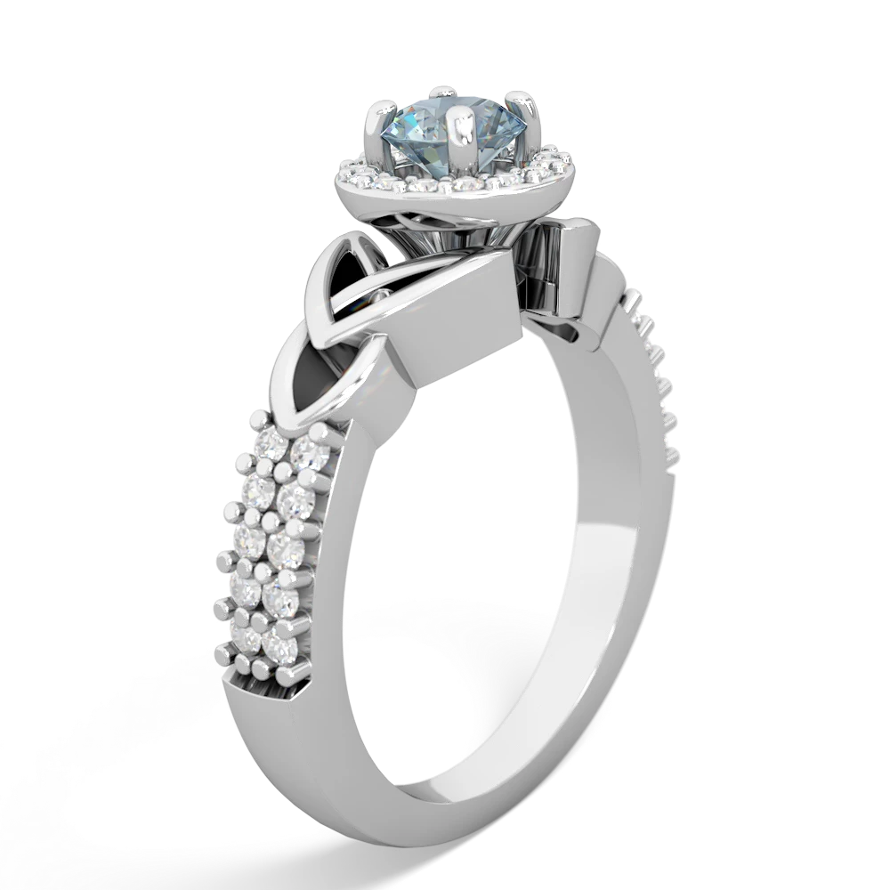 Aquamarine Celtic Knot Halo 14K White Gold ring R26445RH