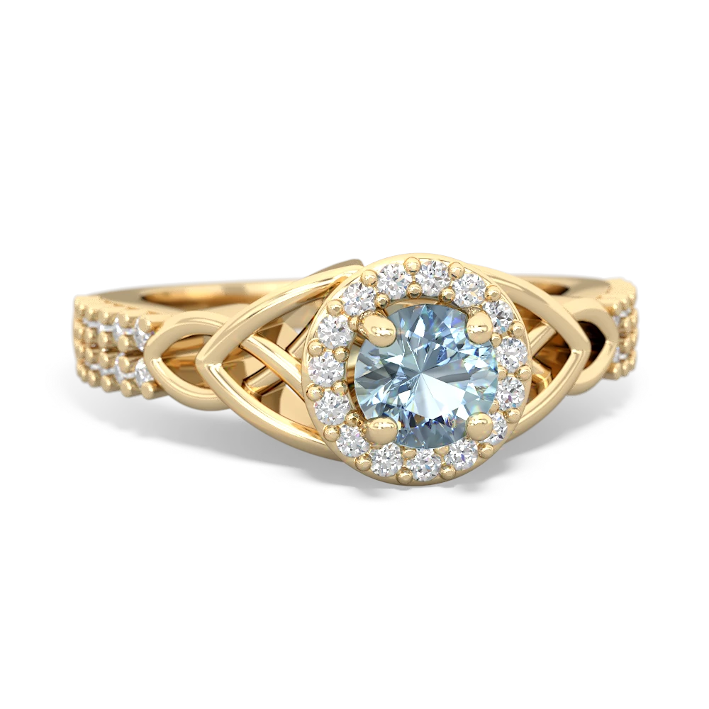 Aquamarine Celtic Knot Halo 14K Yellow Gold ring R26445RH