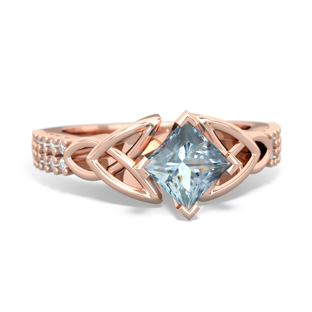 Aquamarine Celtic Knot 5Mm Square Engagement 14K Rose Gold ring R26445SQ