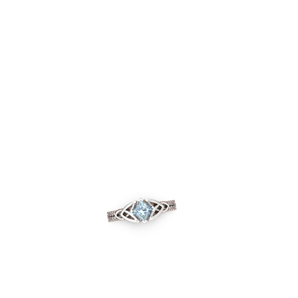 Aquamarine Celtic Knot 5Mm Square Engagement 14K White Gold ring R26445SQ