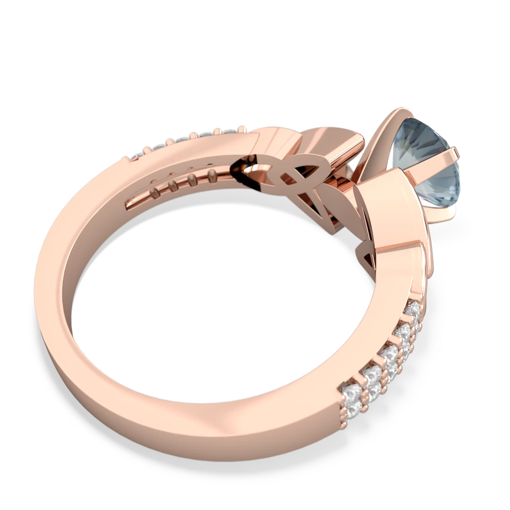 Aquamarine Celtic Knot 6Mm Round Engagement 14K Rose Gold ring R26446RD