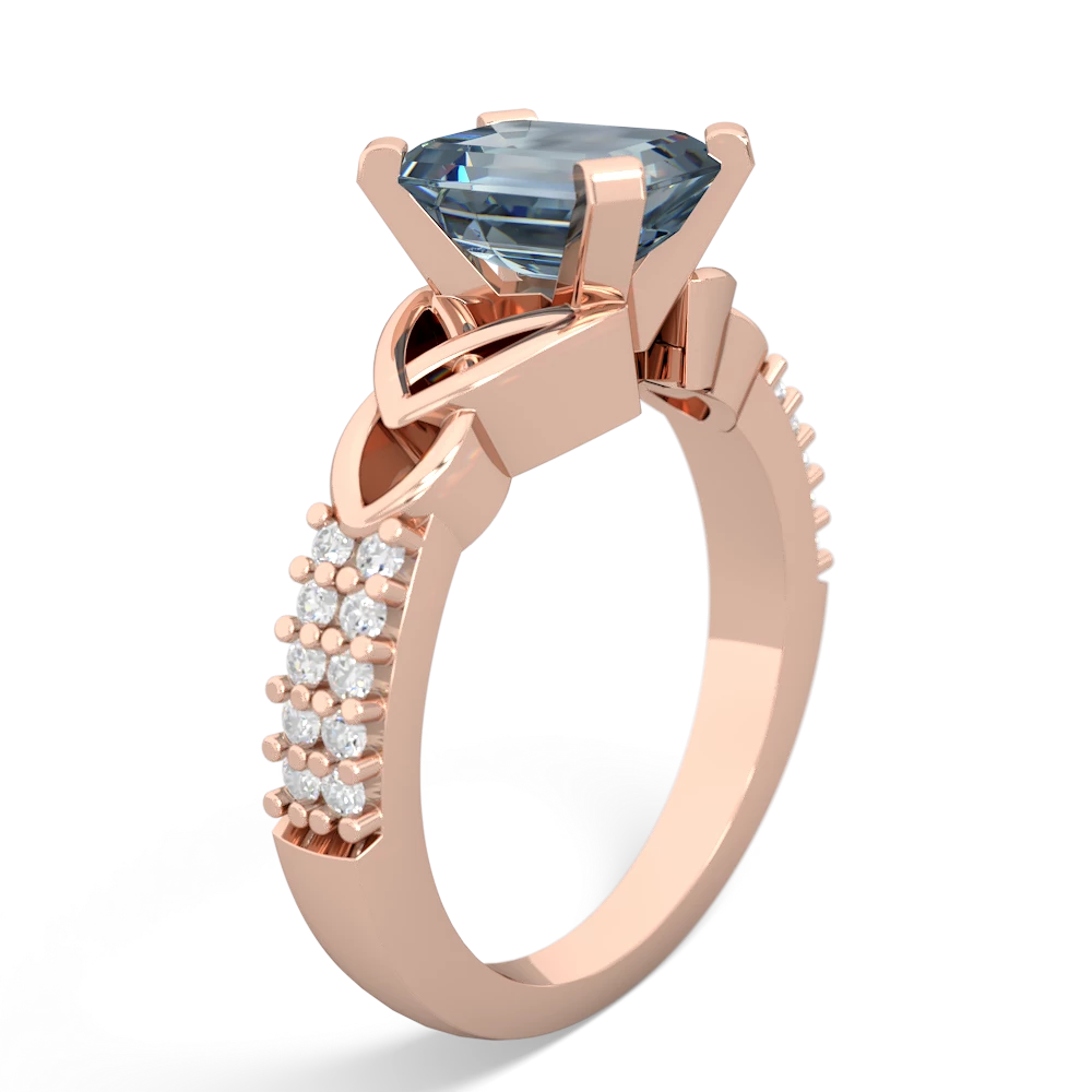 Aquamarine Celtic Knot 8X6 Emerald-Cut Engagement 14K Rose Gold ring R26448EM