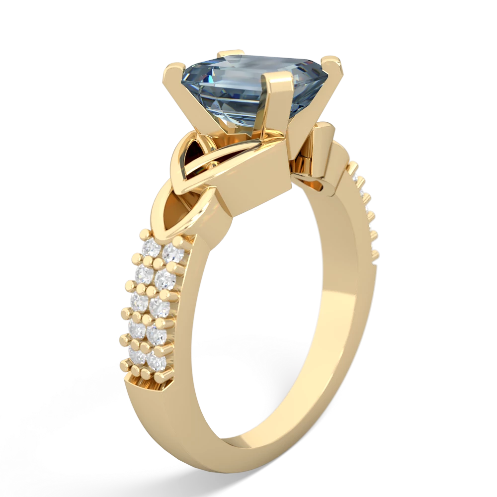 Aquamarine Celtic Knot 8X6 Emerald-Cut Engagement 14K Yellow Gold ring R26448EM
