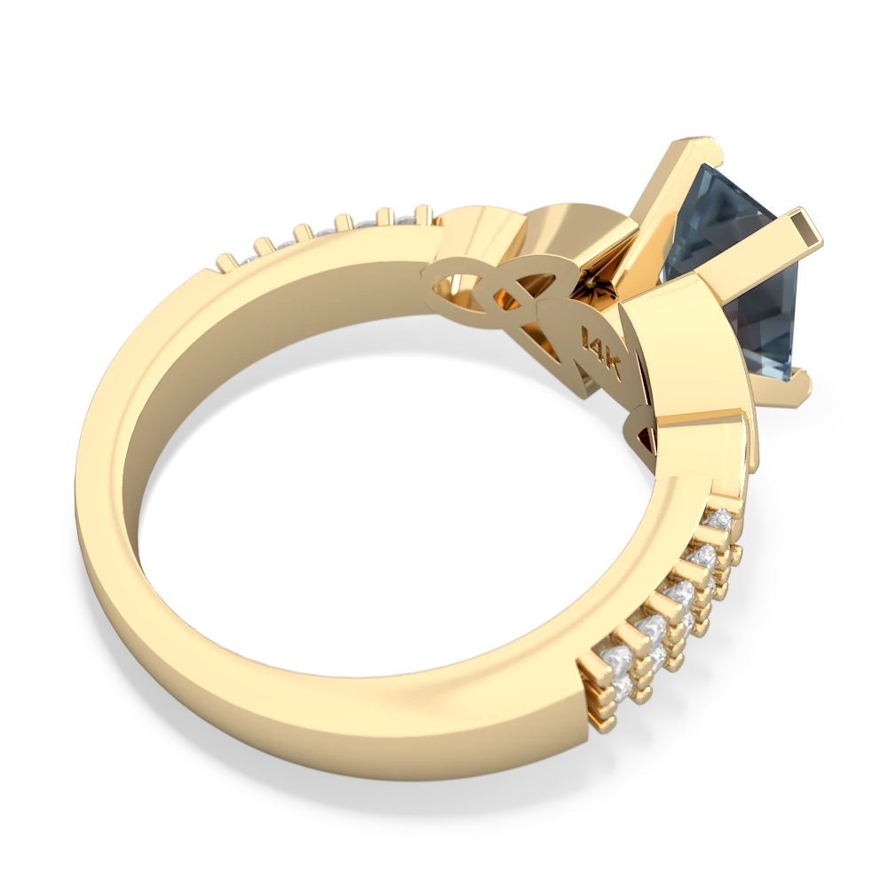 Aquamarine Celtic Knot 8X6 Emerald-Cut Engagement 14K Yellow Gold ring R26448EM
