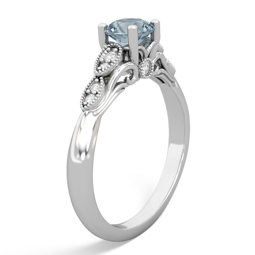 Aquamarine Antique Elegance 14K White Gold ring R3100