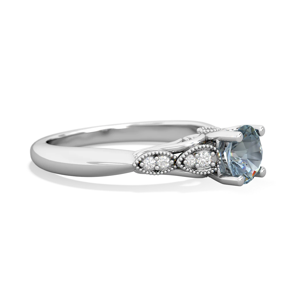 Aquamarine Antique Elegance 14K White Gold ring R3100