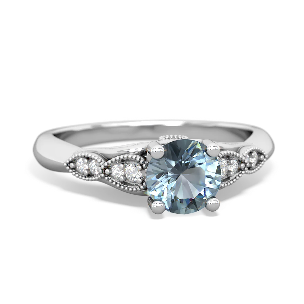 Aquamarine Antique Elegance 14K White Gold ring R3100