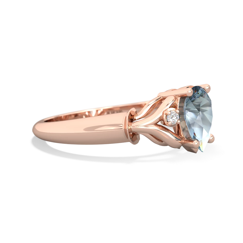 Aquamarine Precious Pear 14K Rose Gold ring R0826