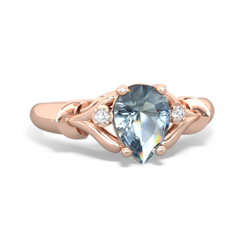 Aquamarine Precious Pear 14K Rose Gold ring R0826