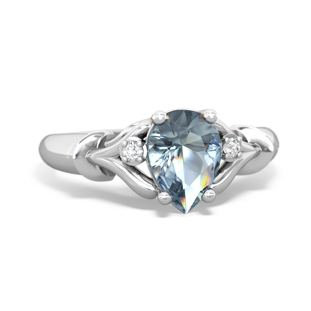 Aquamarine Precious Pear 14K White Gold ring R0826