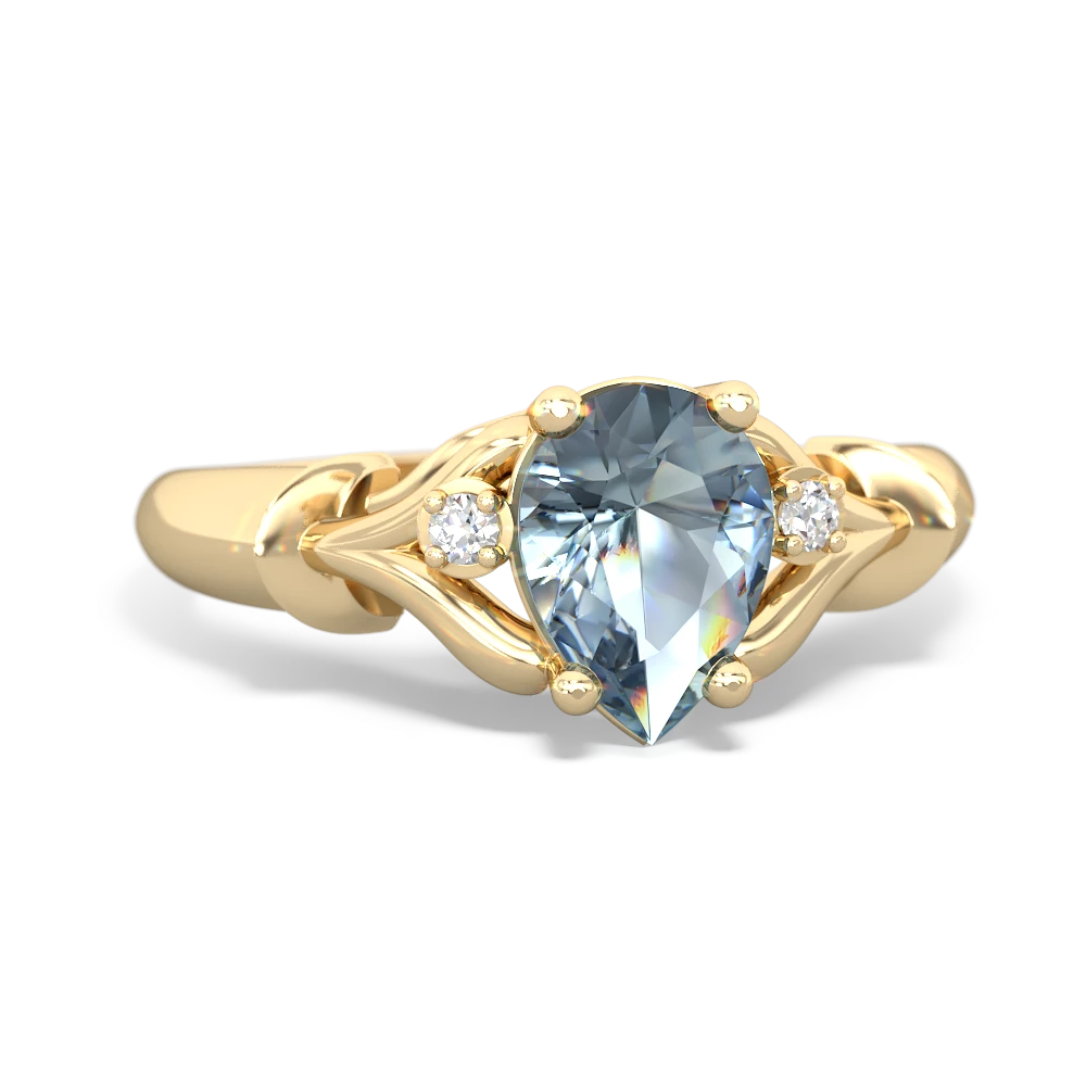 Aquamarine Precious Pear 14K Yellow Gold ring R0826