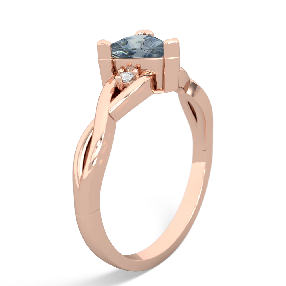 Aquamarine Trillion Twist 14K Rose Gold ring R2104