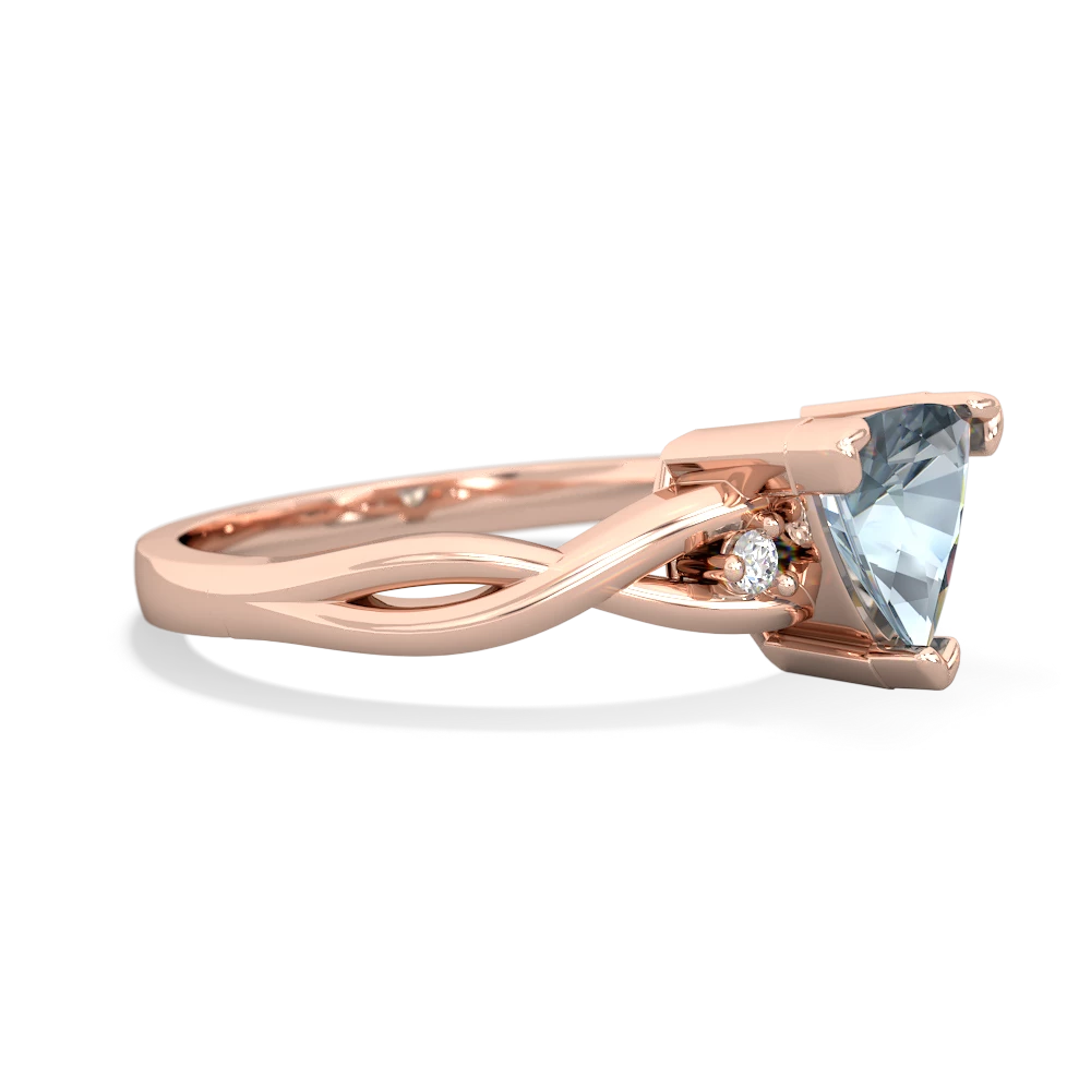 Aquamarine Trillion Twist 14K Rose Gold ring R2104