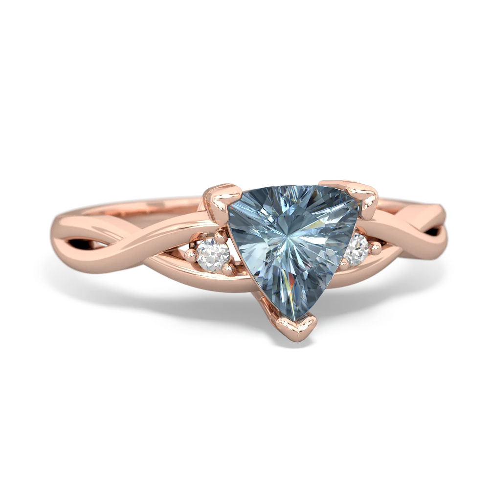 Aquamarine Trillion Twist 14K Rose Gold ring R2104