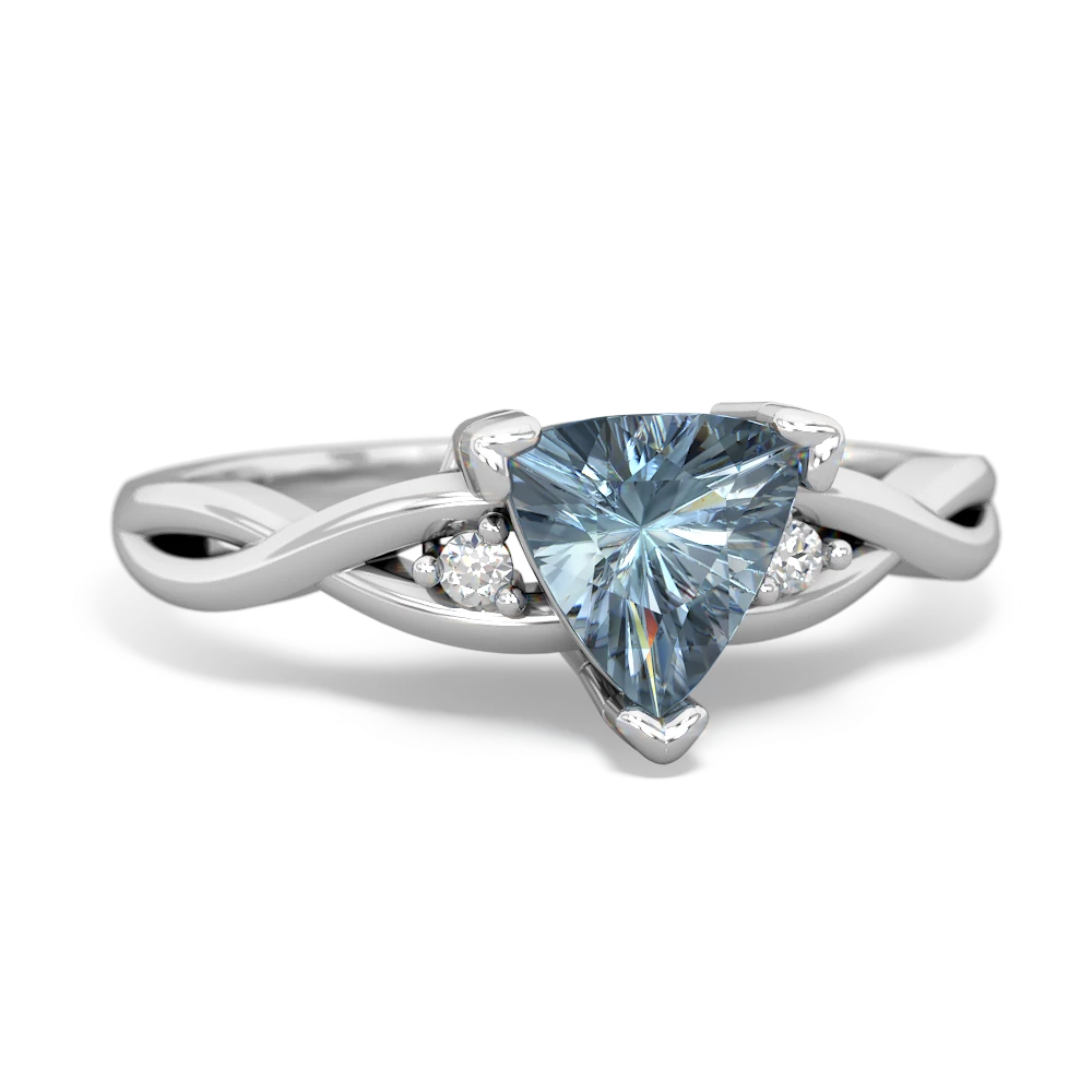 Aquamarine Trillion Twist 14K White Gold ring R2104