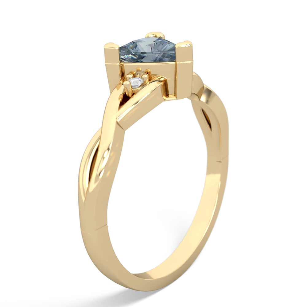 Aquamarine Trillion Twist 14K Yellow Gold ring R2104