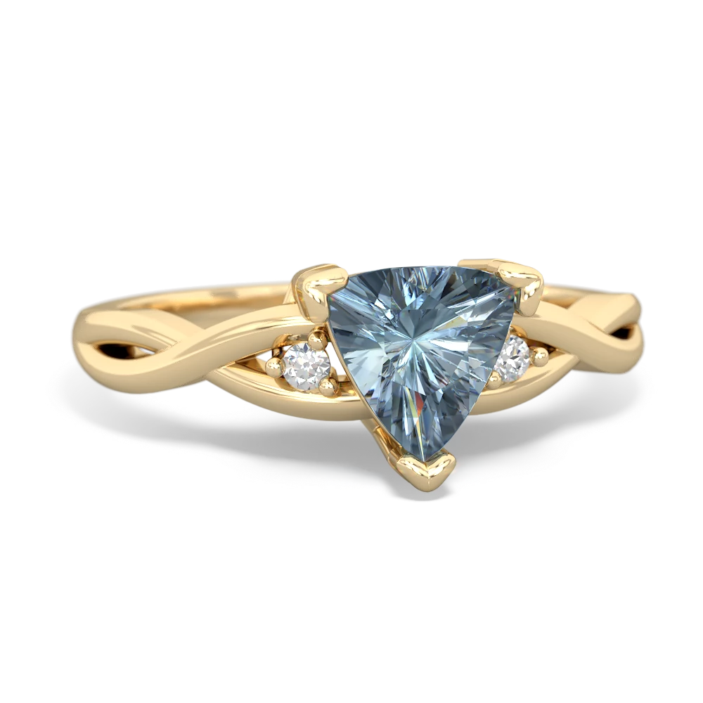 Aquamarine Trillion Twist 14K Yellow Gold ring R2104