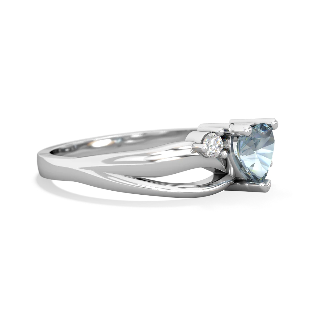 Aquamarine Split Band Swirl 14K White Gold ring R2130