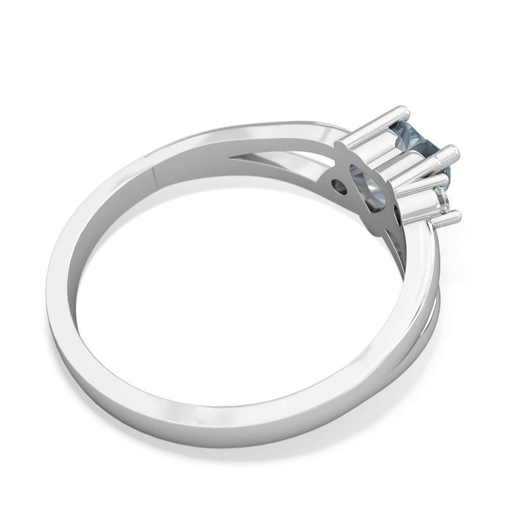 Aquamarine Split Band Swirl 14K White Gold ring R2130