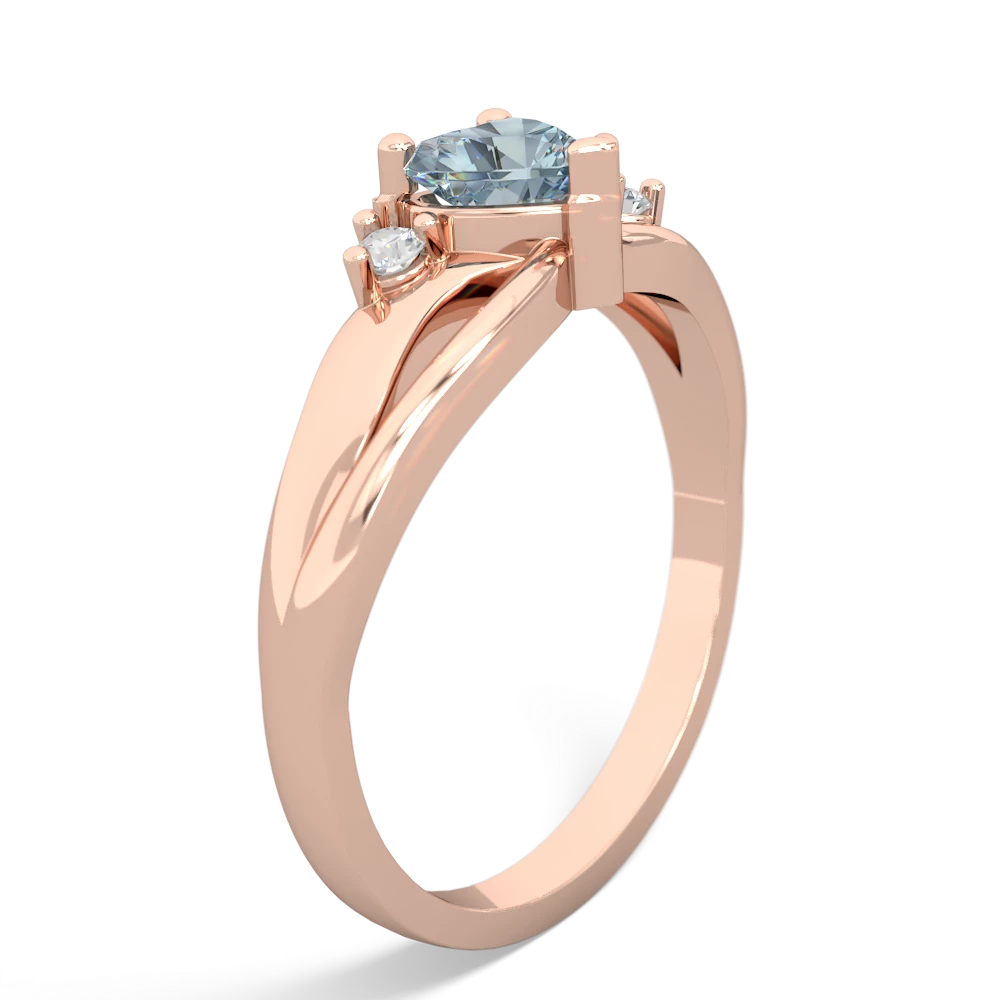 Aquamarine Split Band Swirl 14K Rose Gold ring R2130