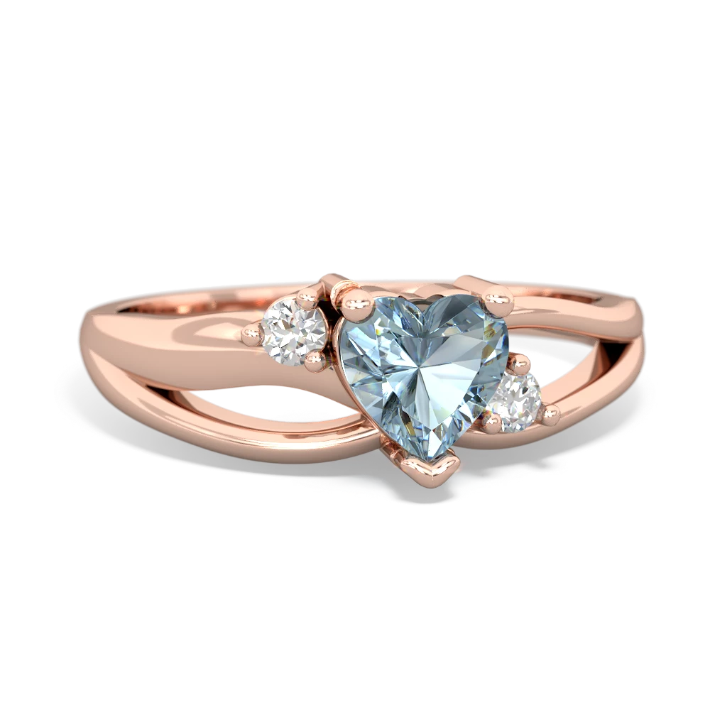 Aquamarine Split Band Swirl 14K Rose Gold ring R2130